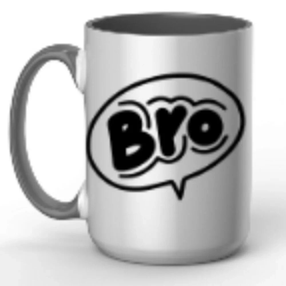 ☕️ Minimalist "Bro" Mug – 15oz Light Gray with Dark Gray Handle ☕️